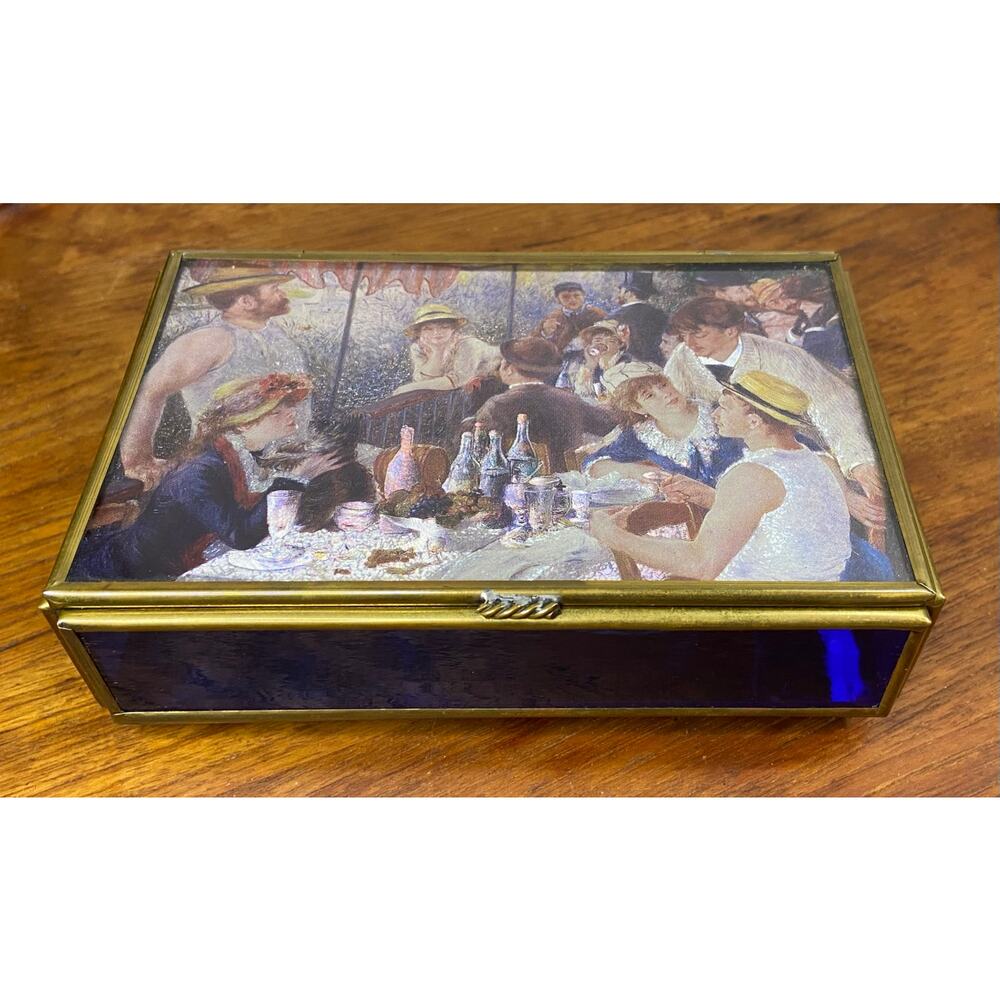 Vintage Enesco Glass Music Box " That's What Friends Are For" Sankyo Japan Works